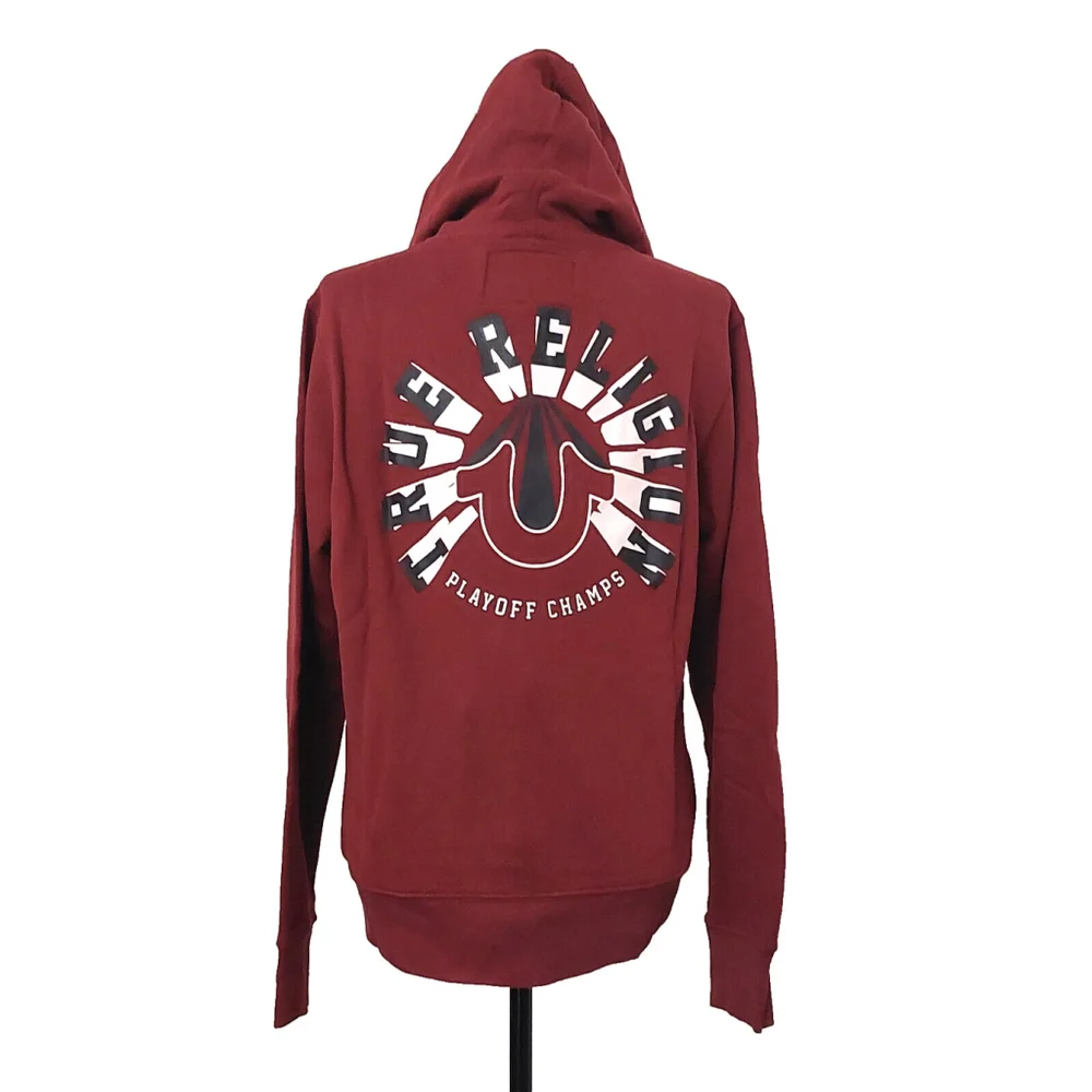 True Religion Brand Jeans Playoff Champs Raglan Hoodie Sweatshirt Size M NWT - Picture 6 of 16